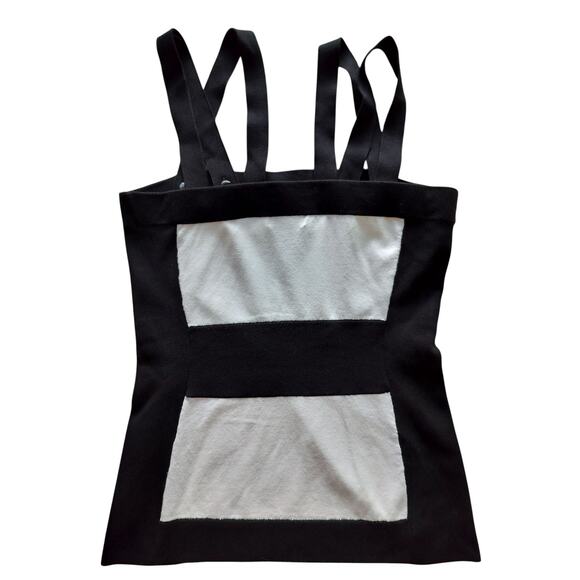 New Cache Women's Black White Y2K Knit Colorblock Tube Tank Top Size M - Picture 4 of 8